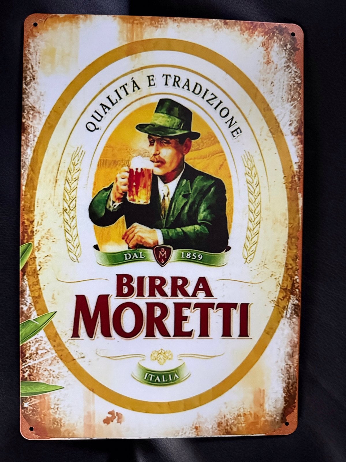 Birra Moretti Italia Metalen Wandbord - Vintage Look, Ophalen of Verzenden, Zo goed als nieuw