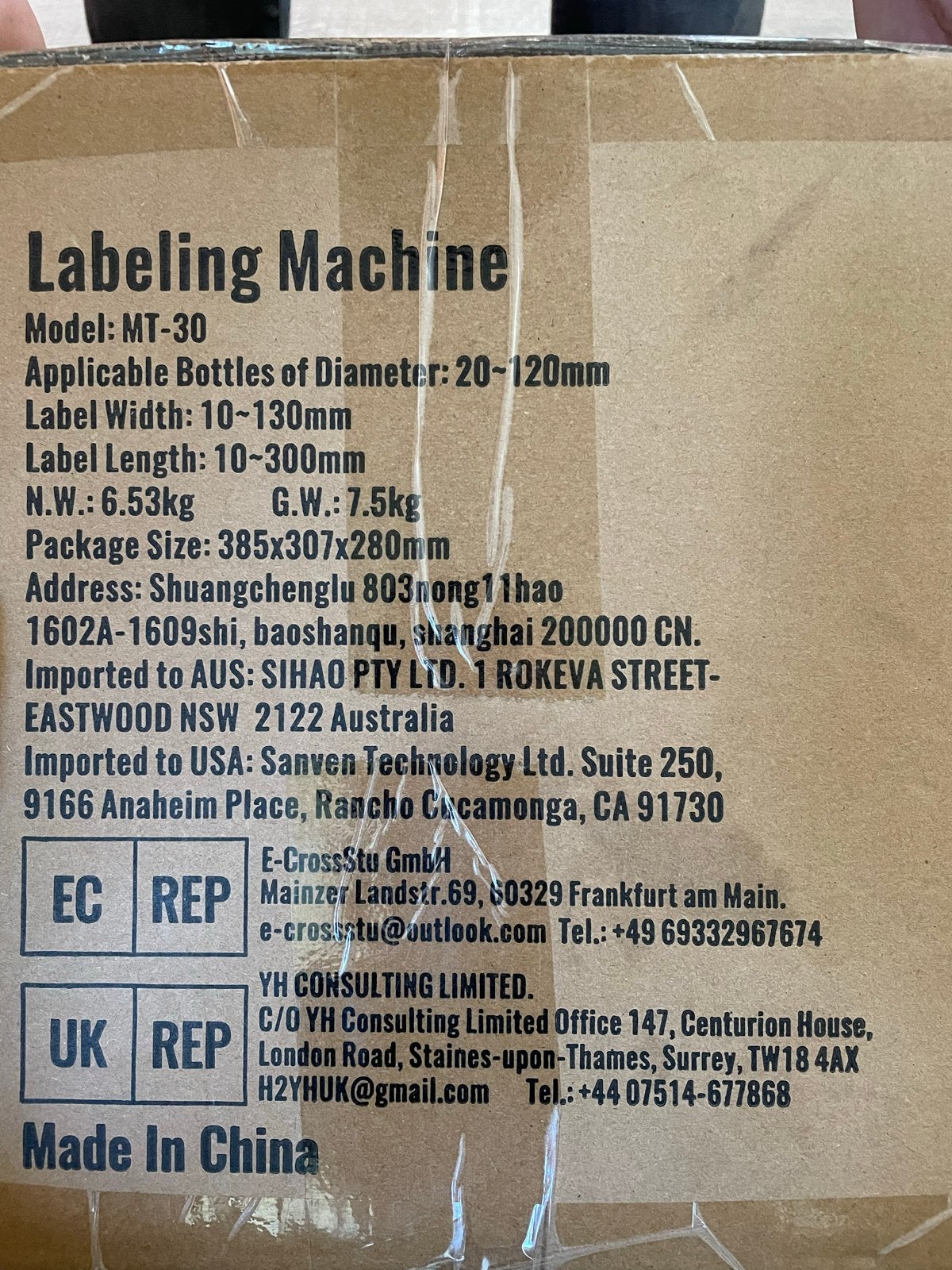 Vevor MT-30 Flessen Etiketteermachine - Handmatig, Ophalen of Verzenden