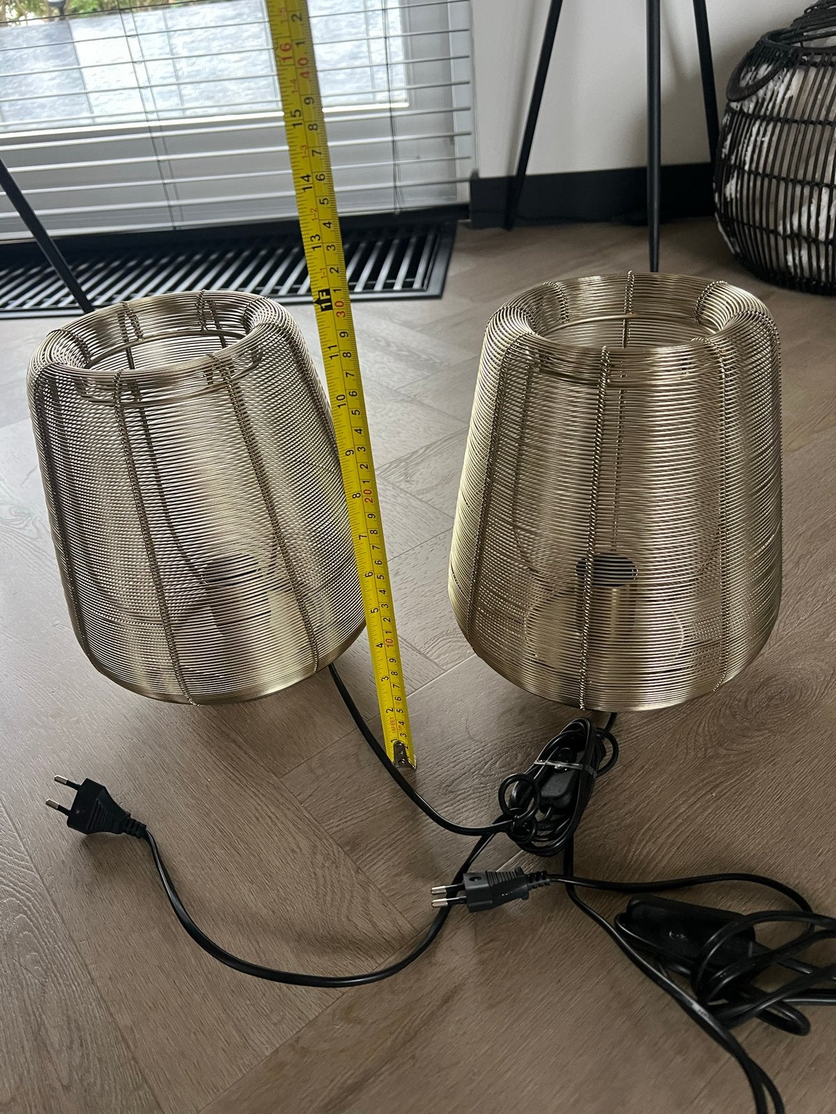Set van 2 gouden draadlampen - Modern en sfeervol, Huis en Inrichting, Met schakelaar, Overige merken, Goud, Metaal