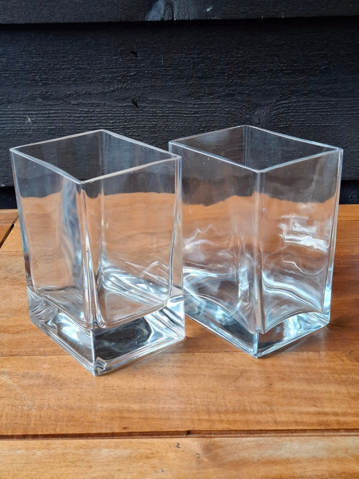 VINTAGE RECHTHOEKIGE "ACCUBAK" OF "BLOKVAAS", jaren 80-90, Overige kleuren, 14 cm, Ophalen of Verzenden, Handgemaakt