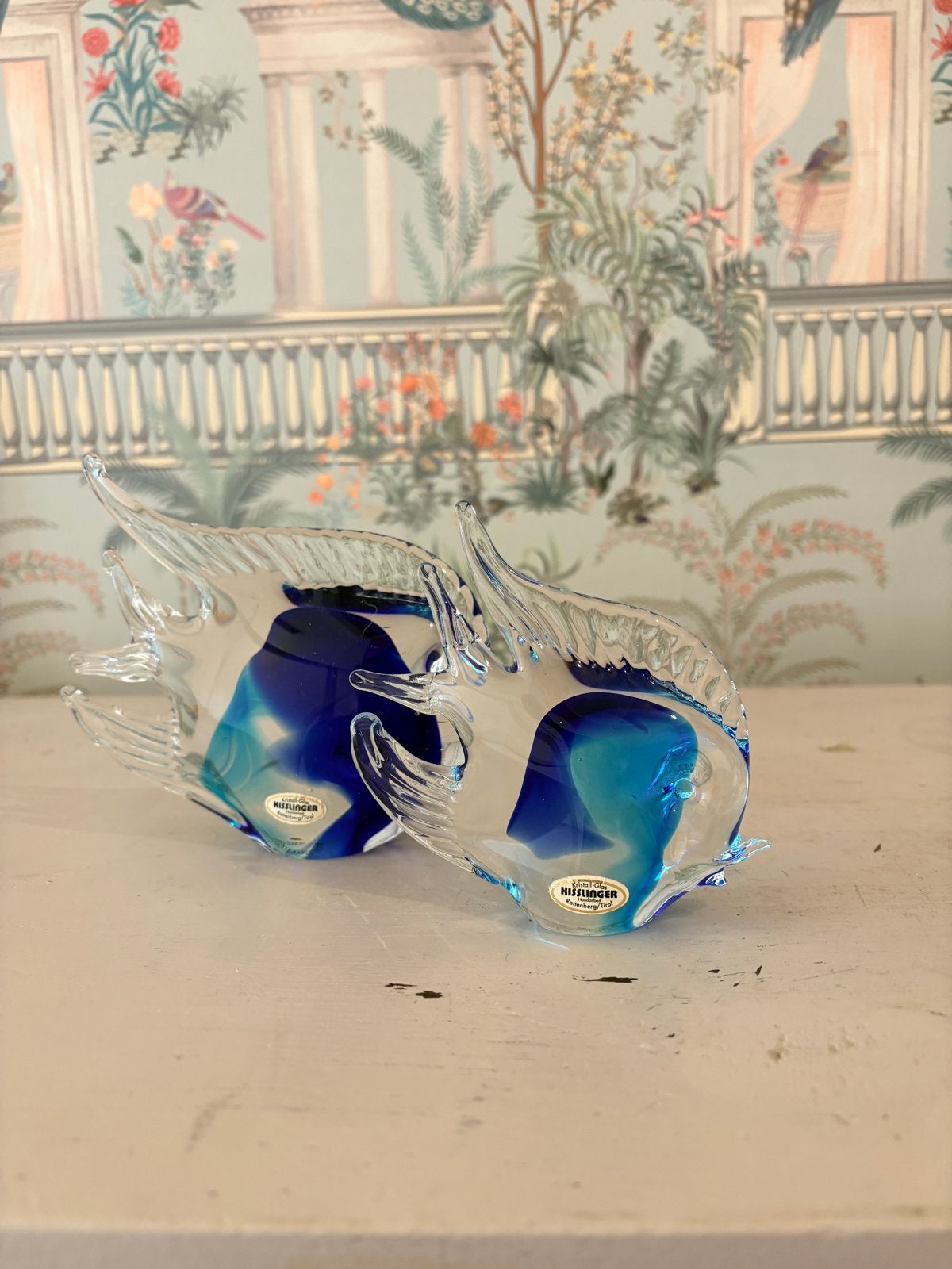 Set van 2 Kisslinger Kristall-Glas Vissen - Blauw Sommerso, Antiek en Kunst, Ophalen of Verzenden