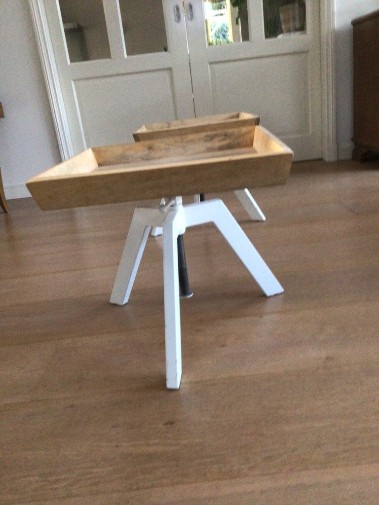 2x in hoogte verstelbaar dienblad tafel 50x50cm salontafel, Ophalen, 50 tot 100 cm, 50 tot 100 cm, Metaal