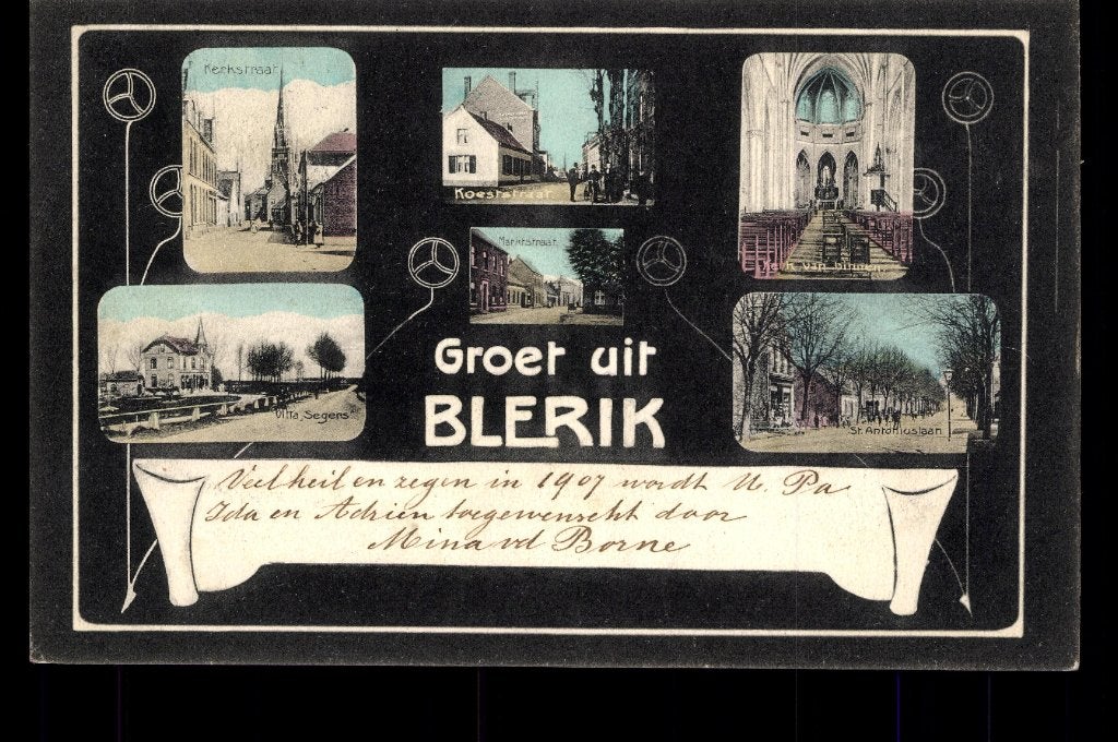 Blerick bij Venlo (L.), Zeer Oude groeten uit, met Koestraat, Verzamelen, Verzenden, Voor 1920, Gelopen, Limburg