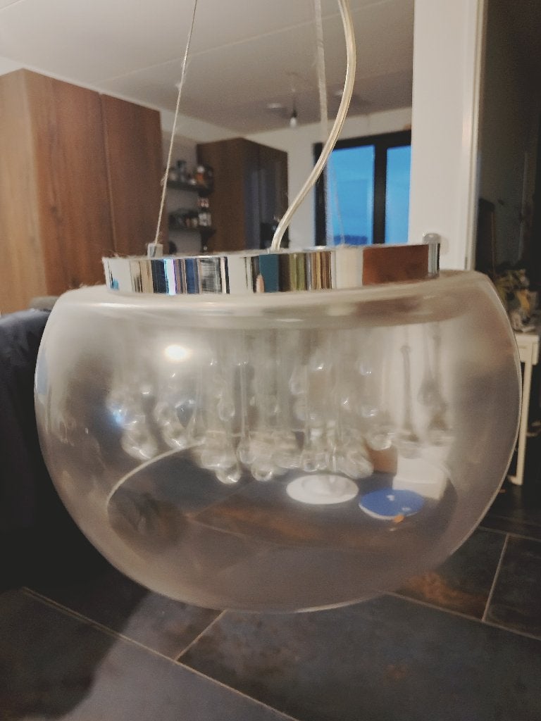 Eetkamerlamp hanglamp met mooie pegels druppelvorm, Gebruikt, Ophalen of Verzenden, Glas, Modern