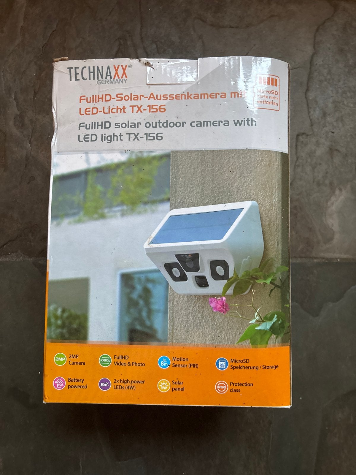 Technaxx FullHD Solar Buitencamera met LED-licht TX-156, Ophalen of Verzenden, Nieuw, Buitencamera