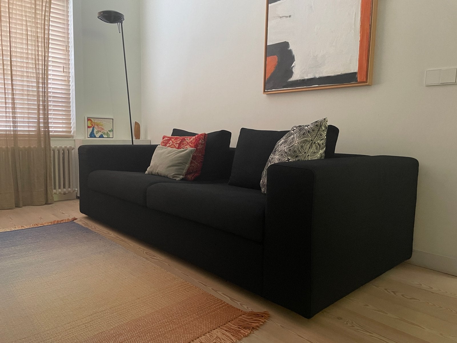 Design slaapbank Zanotta - Topkwaliteit 160x200 matras, Ophalen, Zwart, Tweepersoons, 220 cm