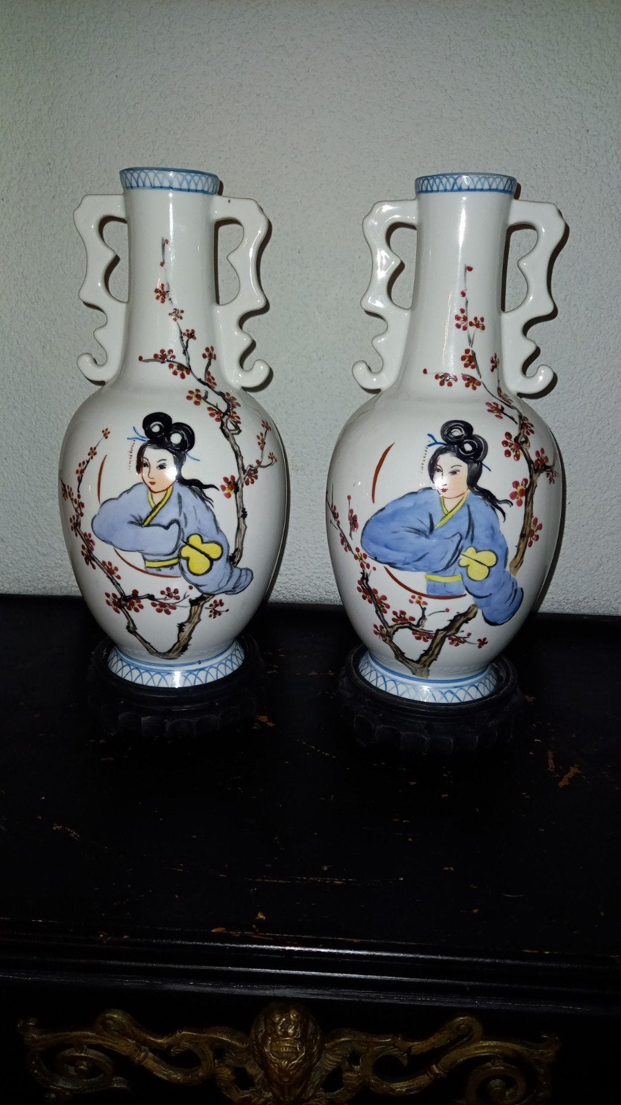 Set van 2 Oude Chinese Vazen met Handgeschilderde Decoratie, Ophalen of Verzenden