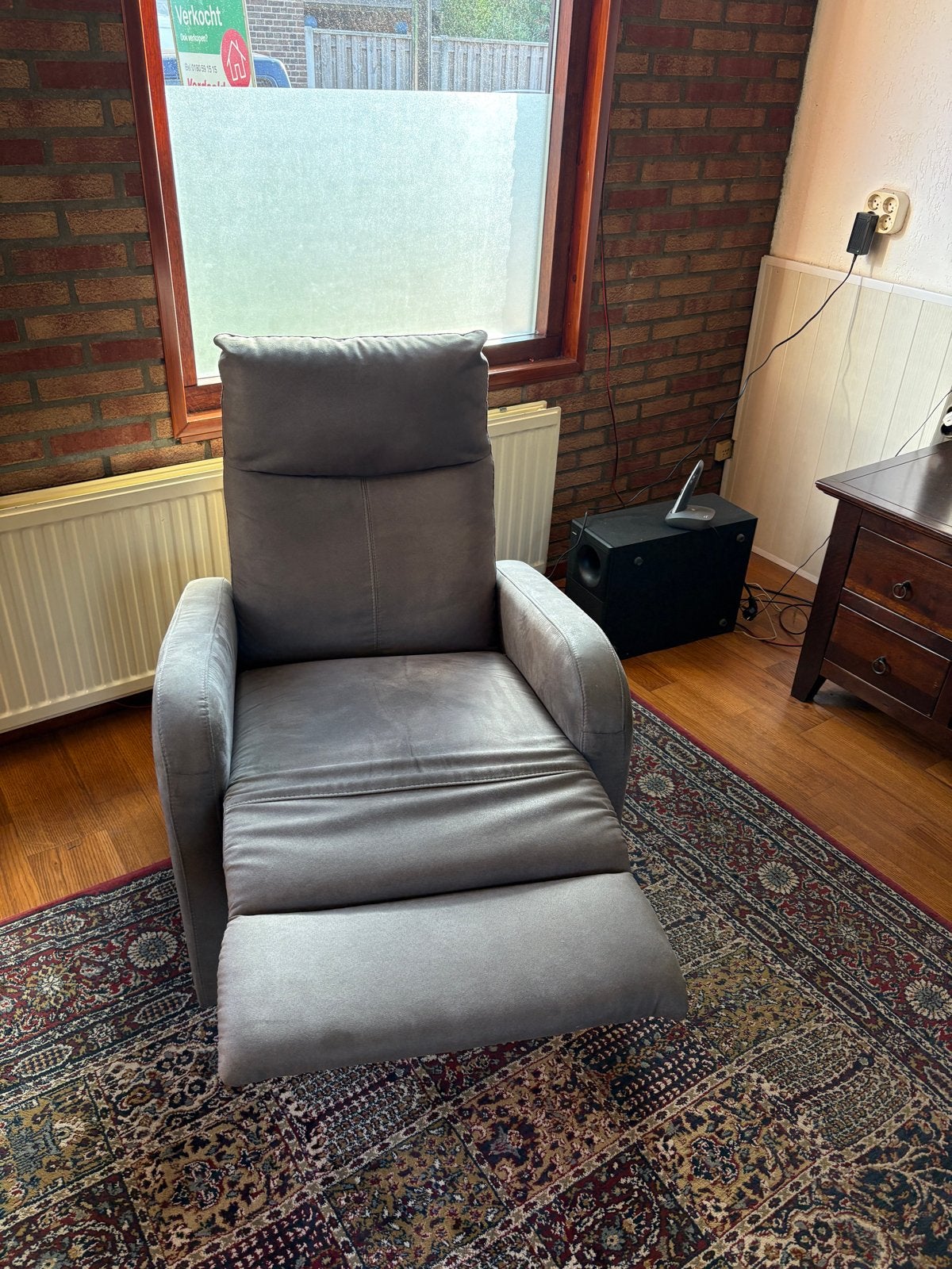 Comfortabele grijze relaxfauteuil van Profijt Meubel, Ophalen, Zo goed als nieuw, Eén, Stof
