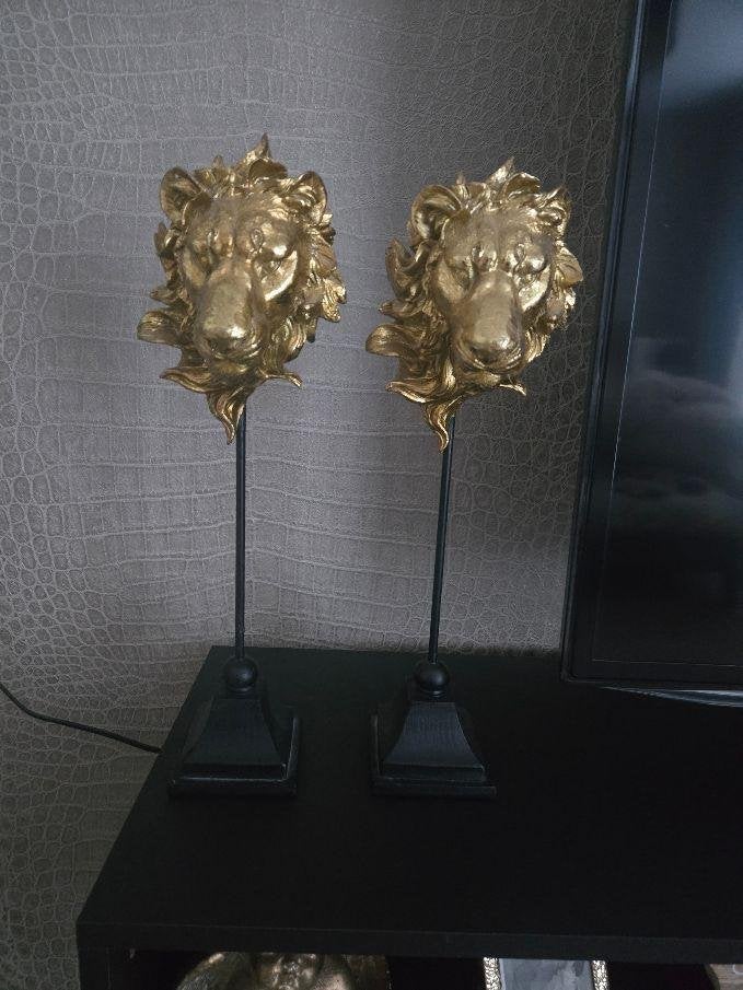 Leeuwenkoppen, Metaal, Decoratieobject, Ophalen of Verzenden, Afrikaans
