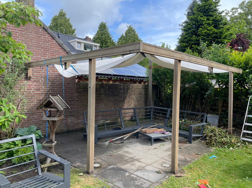 Pergola hardhout, 2.2m hoog, 1 paal 3,5m, Ophalen, Gebruikt
