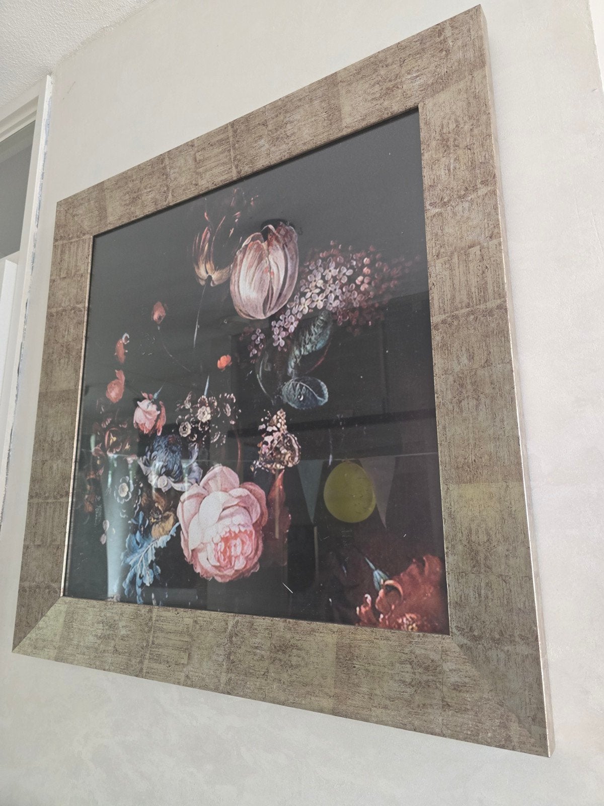 Mooie poster met bloemen, 90x90 cm, Ophalen of Verzenden, Gebruikt, 75 tot 100 cm, Foto of Poster