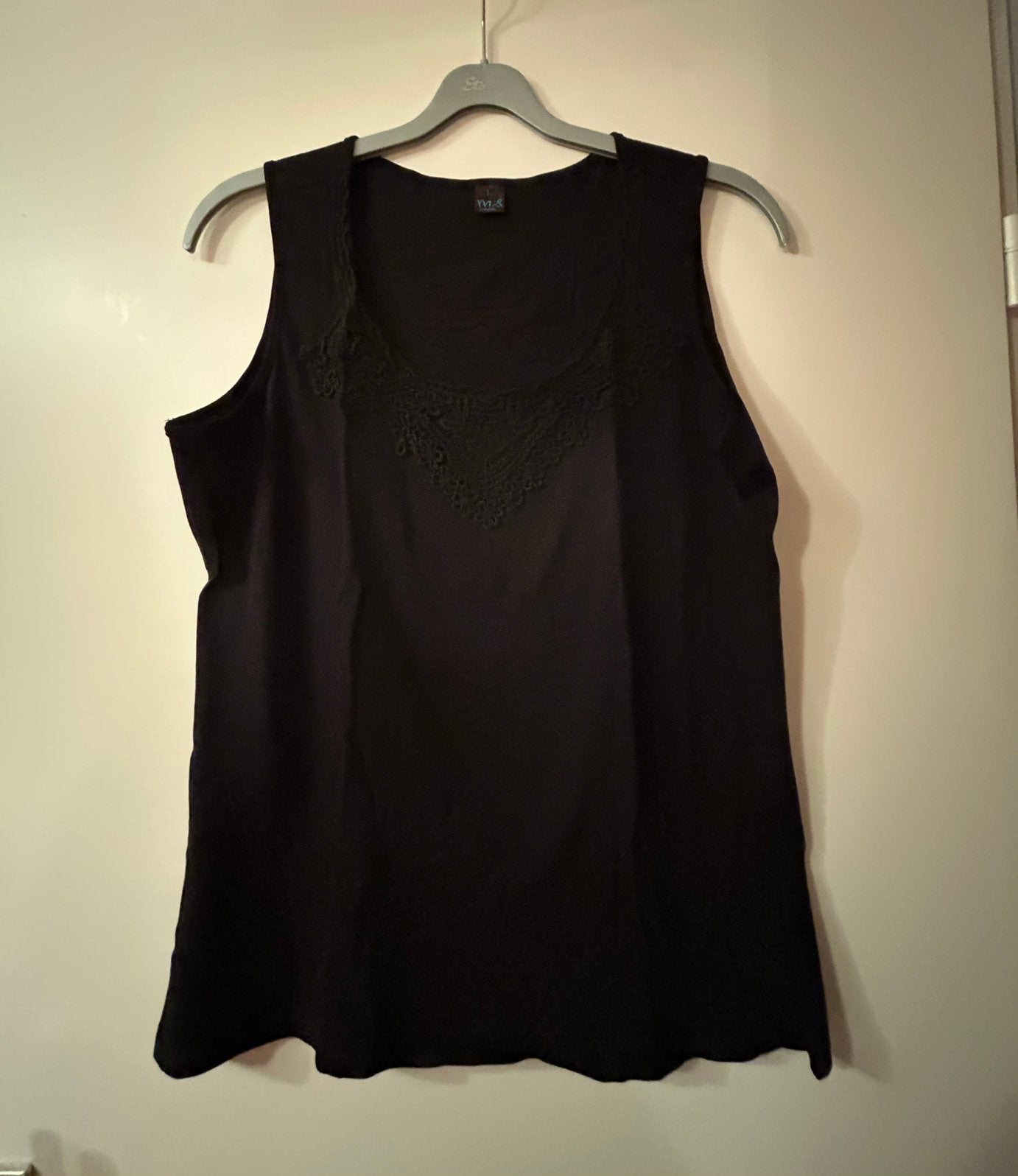 Zwarte Top met Kant - MS Mode Maat L, Ophalen of Verzenden, Zo goed als nieuw, Zwart, Zonder mouw