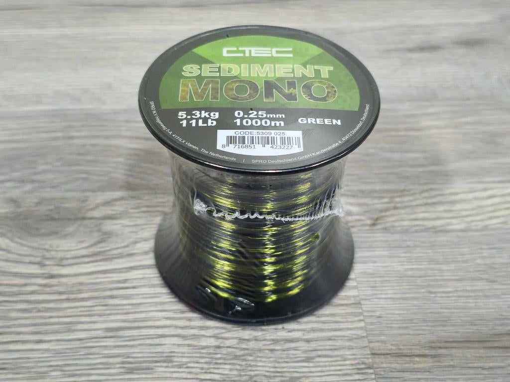NIEUW Spro C-Tec Sediment Mono Lijn 1000 M 0,25 mm - Groen, Ophalen of Verzenden, Nieuw, Vislijn
