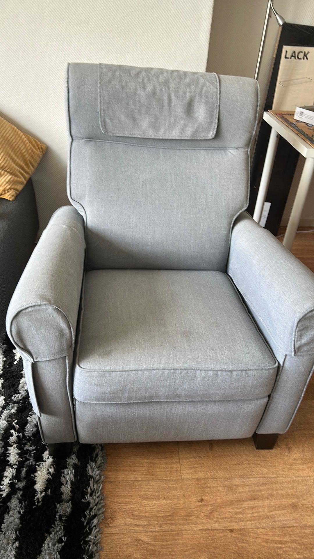 Grijze ligstoel, fauteuil, Huis en Inrichting, Fauteuils, Ophalen, Gebruikt, Minder dan 75 cm, Grijs