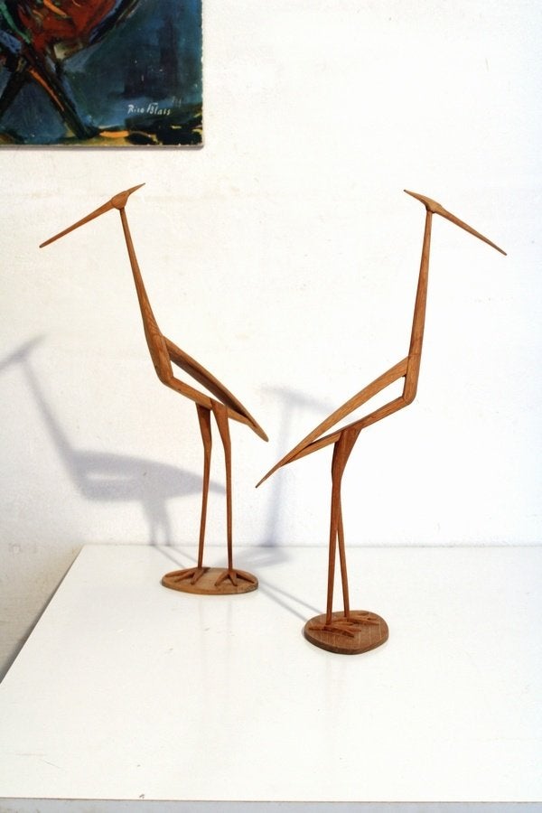 Vintage mid century houten (groot) sculpturen -Japanse stijl, Ophalen of Verzenden, Handgemaakt