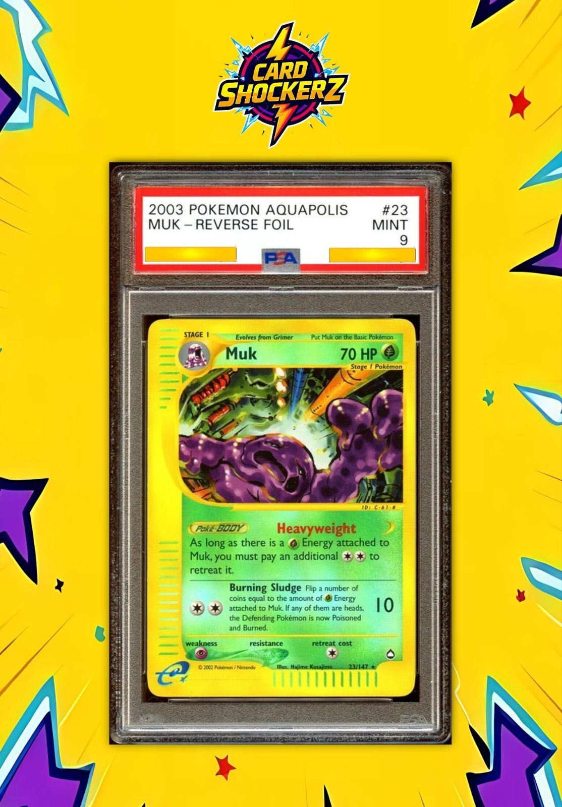 🟣 Muk Reverse Holo PSA 9 (23/147 Aquapolis) 🟣, Ophalen of Verzenden, Nieuw, Losse kaart, Foil