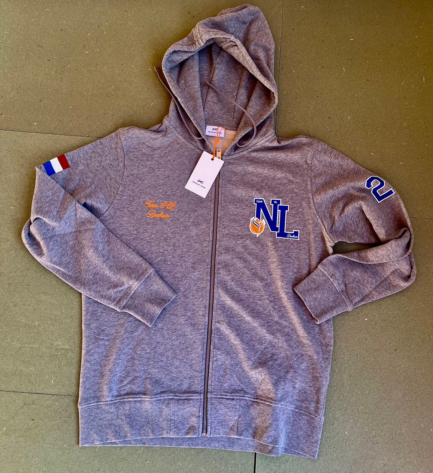 Denham Team NL paris hoodie XL sweater trui Holland Olympics, Verzenden, Nieuw, Maat 56/58 (XL), Grijs
