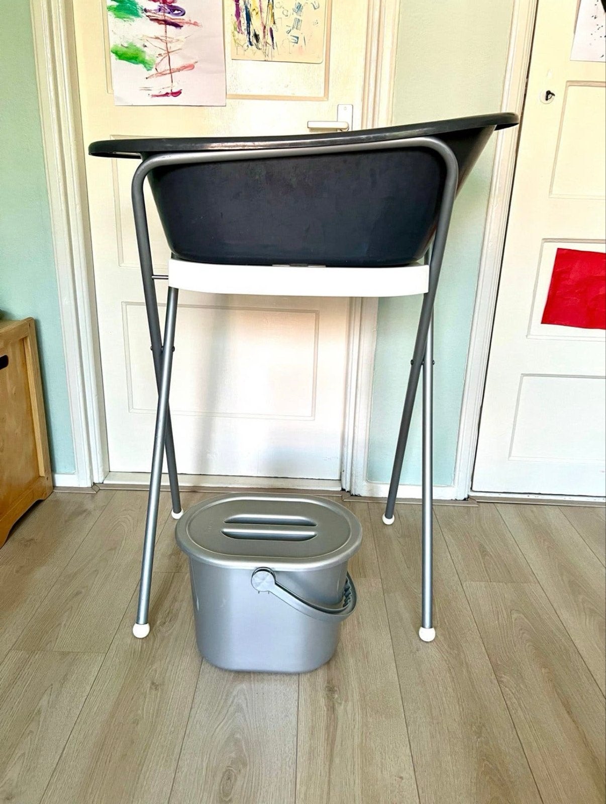 Babybadje met standaard en luieremmer, Gebruikt, Badje, Standaard, Ophalen