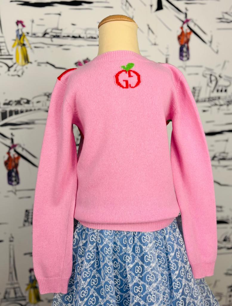 Gucci roze GG & apple trui maat 6, Trui of Vest, Gucci EU, Customercare@gucci.com, Zo goed als nieuw