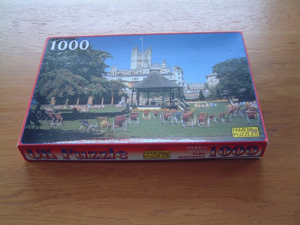 complete puzzel 1000 st Avon Bath Abbey Park UK puzzel, Ophalen of Verzenden, 500 t/m 1500 stukjes, Gebruikt, Legpuzzel