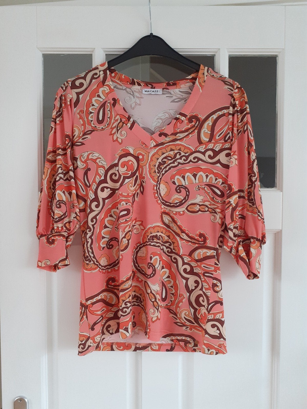 Maicazz top shirt van fijne travelstof maat L, Meerkleurig, Maat 42/44 (L), Ophalen of Verzenden, Korte mouw