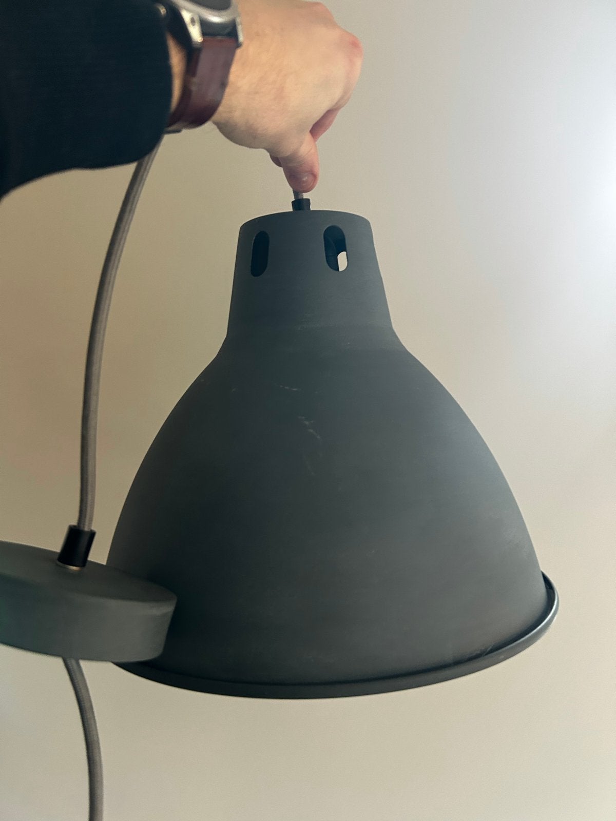 Donkergrijze hanglamp van Chericoni, E27 fitting, Ophalen of Verzenden, Gebruikt, Metaal, E27 (groot)