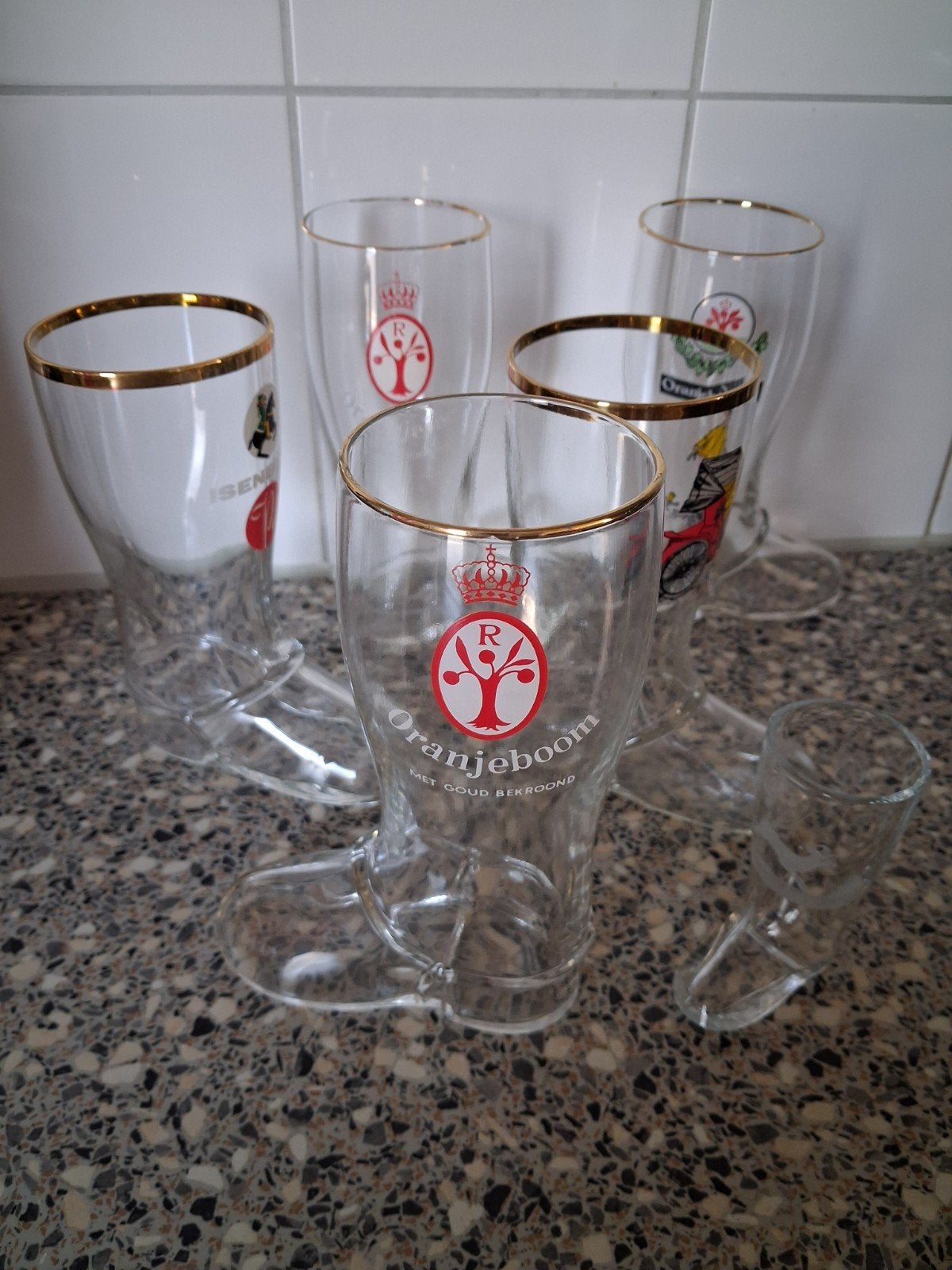 Bierglazen in laarsvorm - Oranjeboom en Isembeck, Ophalen, Meerkleurig, Overige merken, Glas