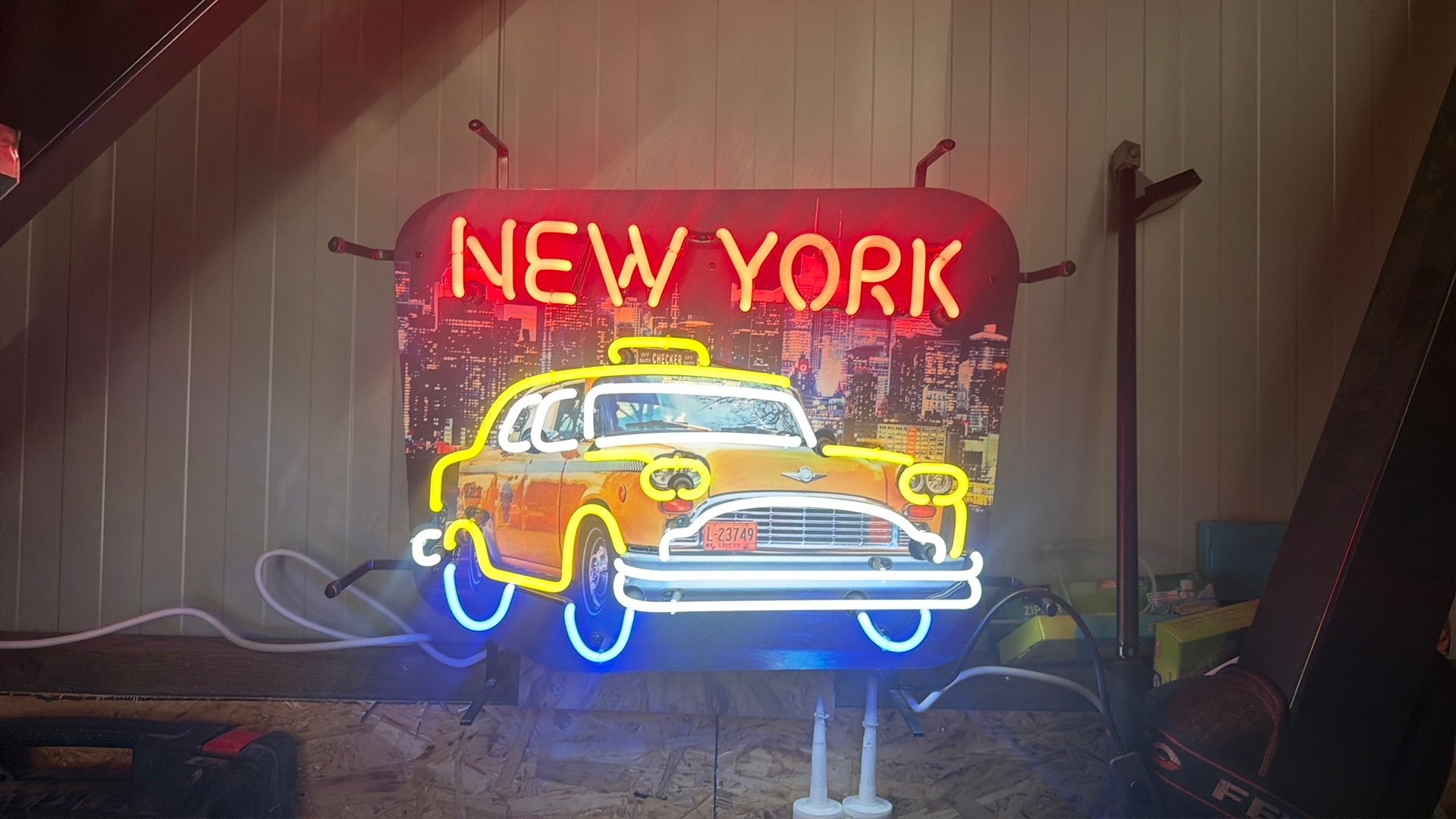 Neon New York Taxi Lichtreclame - Vintage Stijl, Vintage, Gebruikt, Meerkleurig, Overige materialen