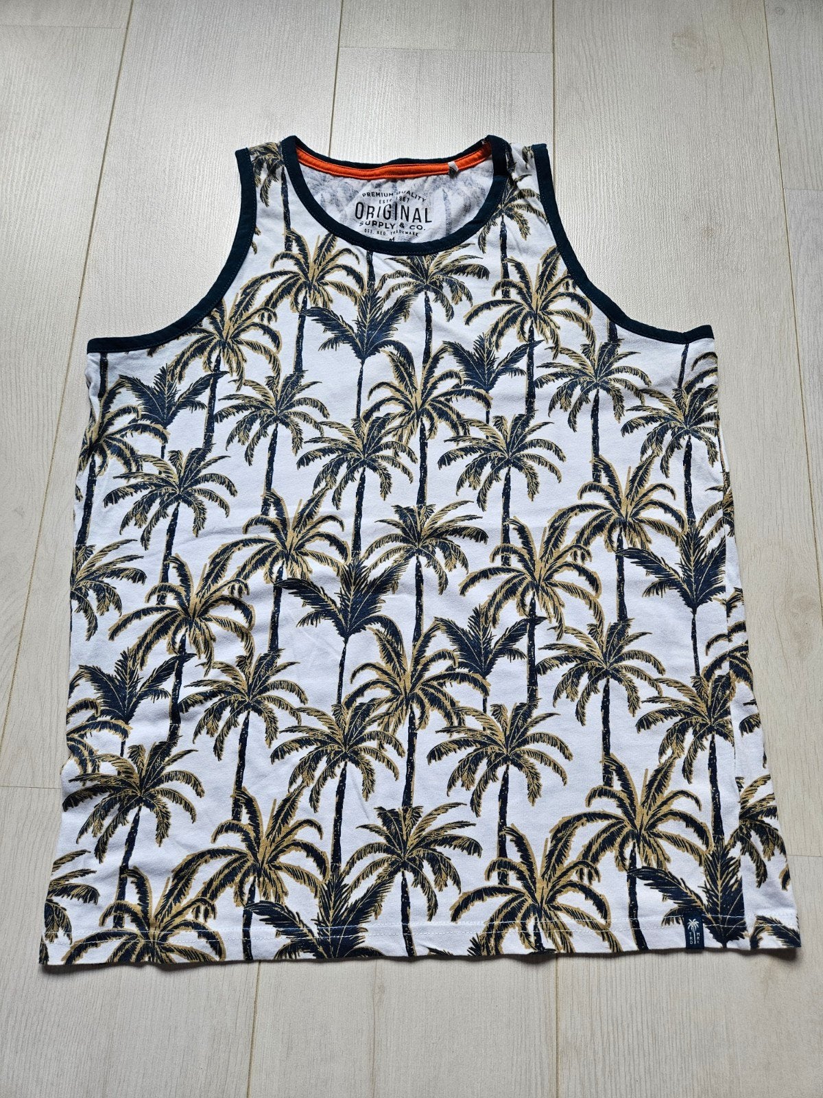Zeeman tanktop palmbomen S/M, Kleding | Dames, Tops, Zeeman, Wit, Ophalen of Verzenden, Zo goed als nieuw