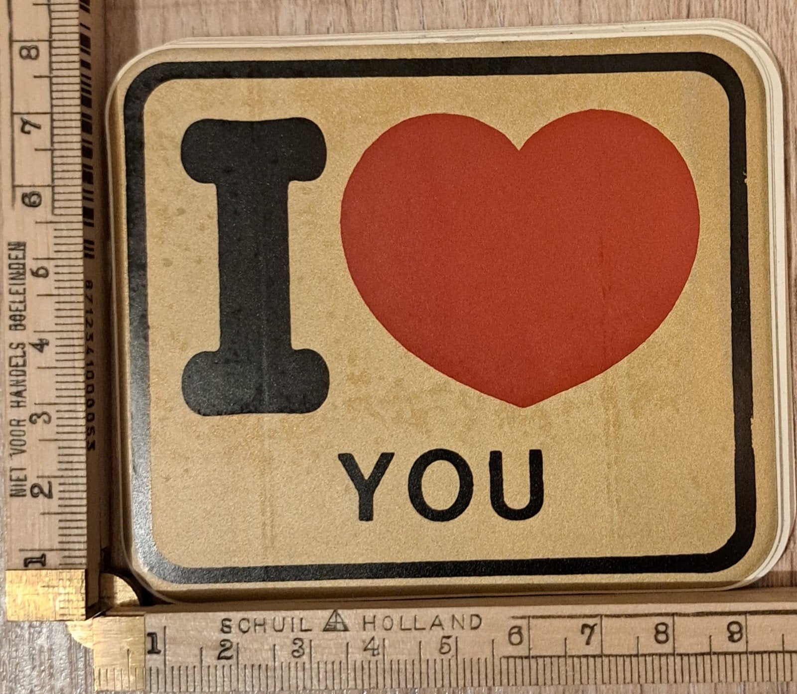 Vintage goudkleurige sticker autosticker I love you I ️ you, Ophalen of Verzenden, Zo goed als nieuw, Auto of Motor