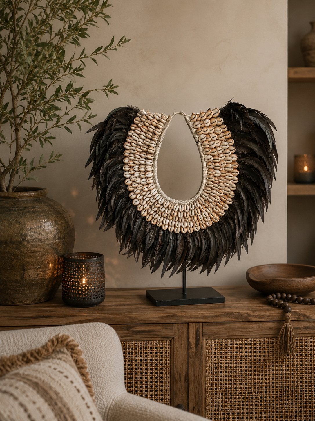 Veren Decoratie met Schelpen - Boho Wanddecoratie, Ophalen, Meerkleurig, Boho, Nieuw