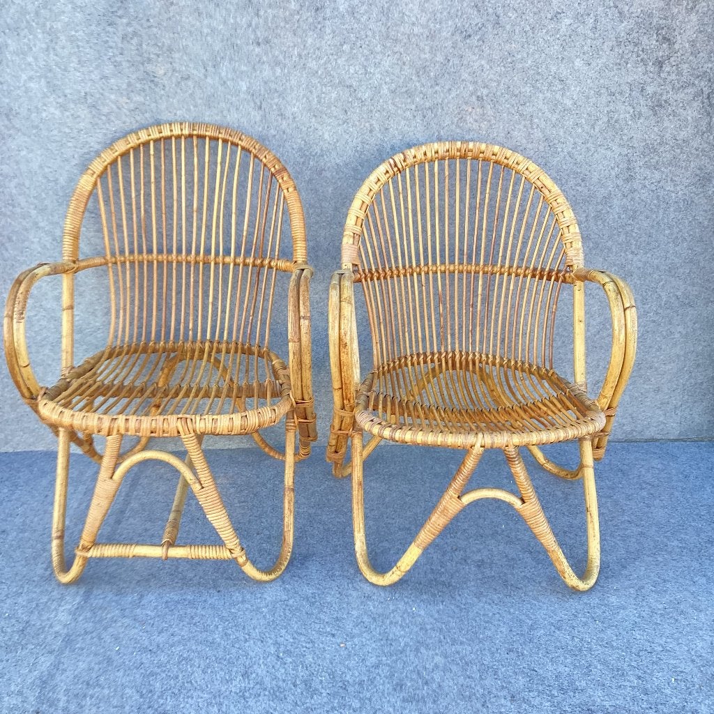 Fauteuils, Rotan, Gebruikt, Rotan, bohemian, terras, tuinmeubelen, vintage, Verzenden, X