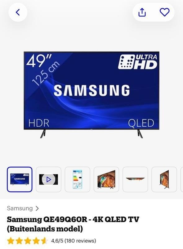 Samsung 49" QLED 4K TV – QE49Q60R, Ophalen, 100 cm of meer, 50 Hz, Samsung