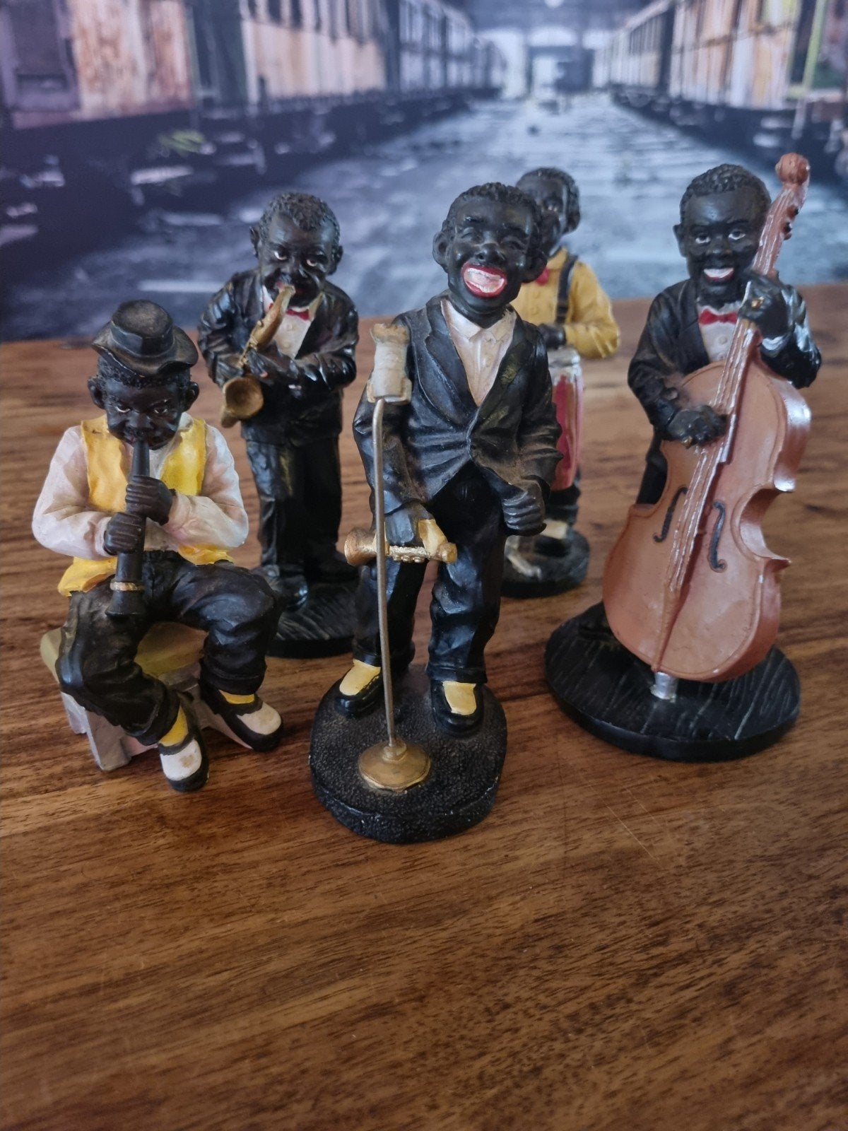 Set van 5 Jazz Band Beeldjes - Muzikanten Decoratie, Ophalen of Verzenden, Gebruikt, Mens