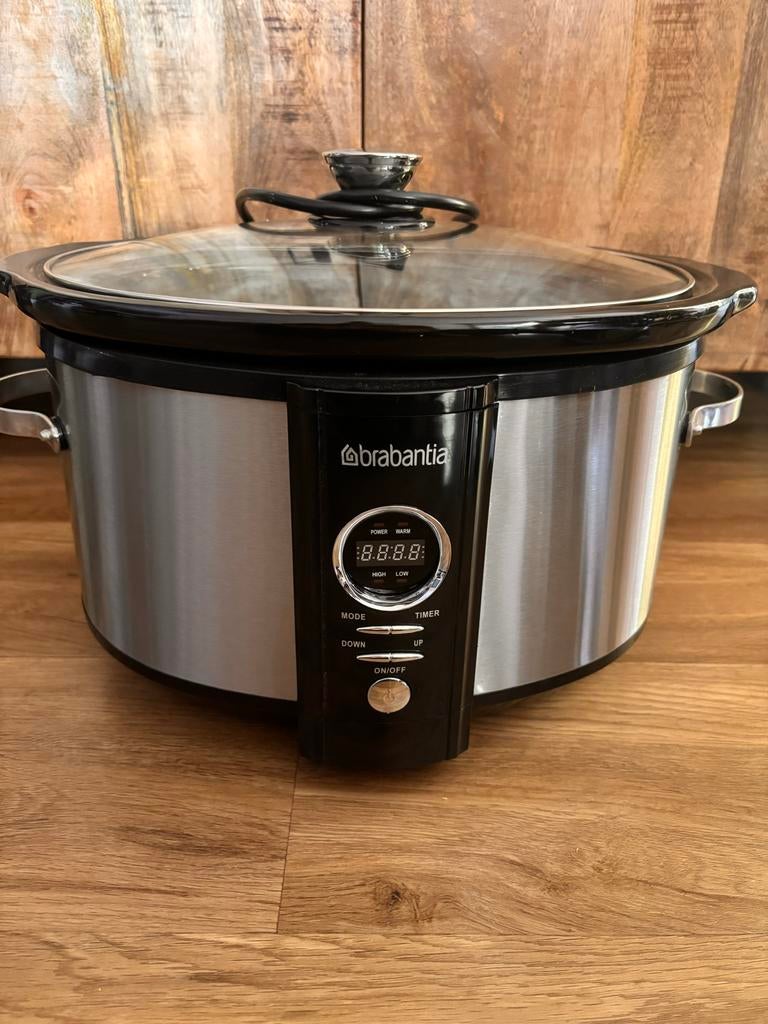 Brabantia Slowcooker BBEK1083 - 6,5 liter met timer, Ophalen, Timer, Zo goed als nieuw