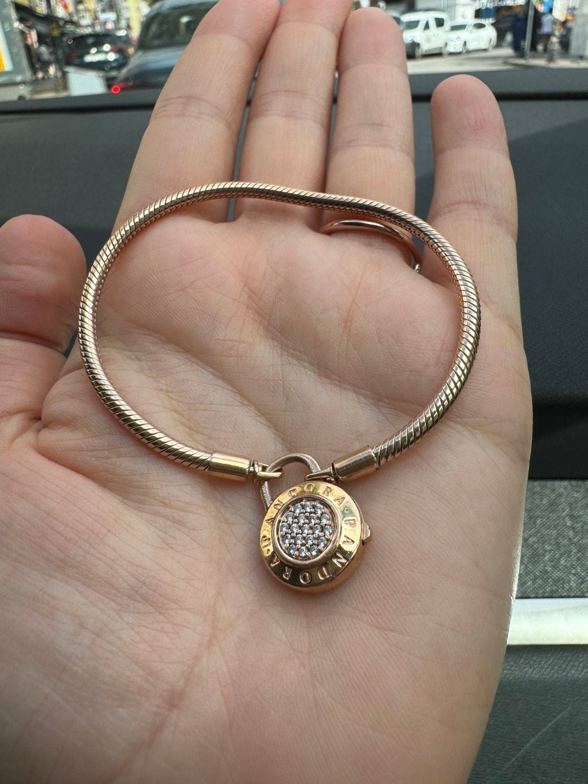 Pandora Rose Gold Armband met Bedel en Kristal, Overige materialen, Overige kleuren, Ophalen of Verzenden, Zo goed als nieuw