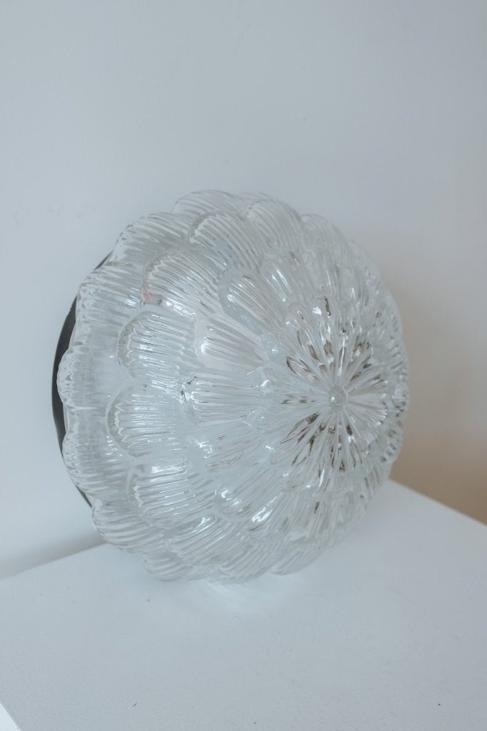 Vintage plafondlamp ronde glazen bloem, jaren 70, -, -, Ophalen of Verzenden, -