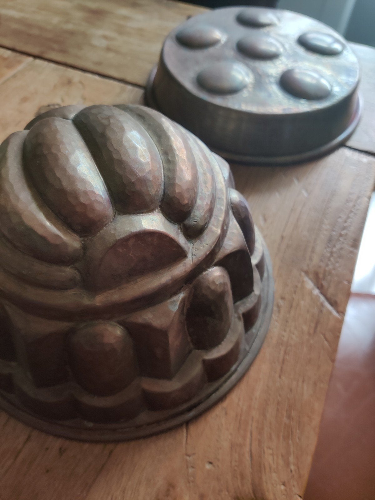 Antieke koperen puddingvormen en escargotschaal, Antiek en Kunst, Antiek | Koper en Brons, Ophalen