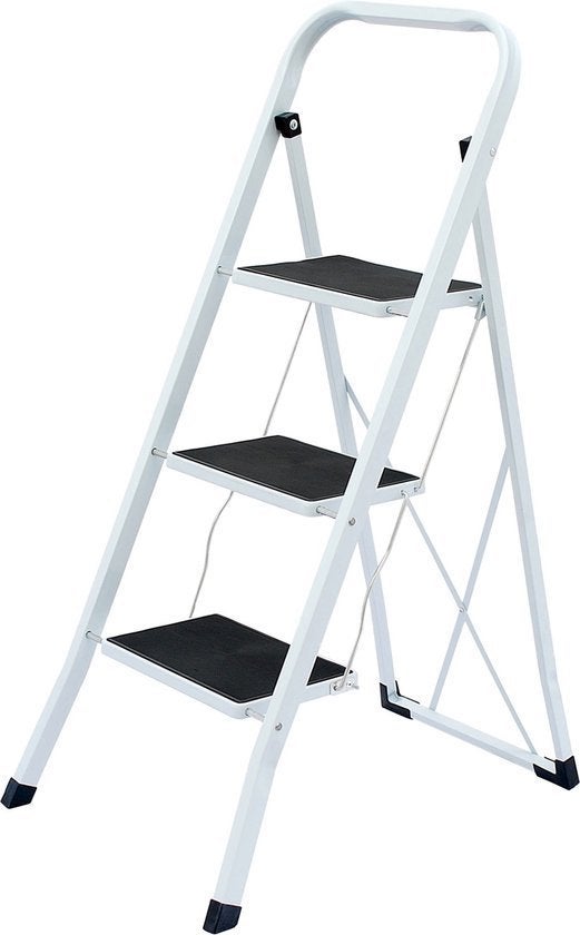 Huishoudtrap 3 treden  Anti Slip Wit inklapbare Benson, Info@interbosch.nl, Nieuw, Ophalen of Verzenden, 1812 RL