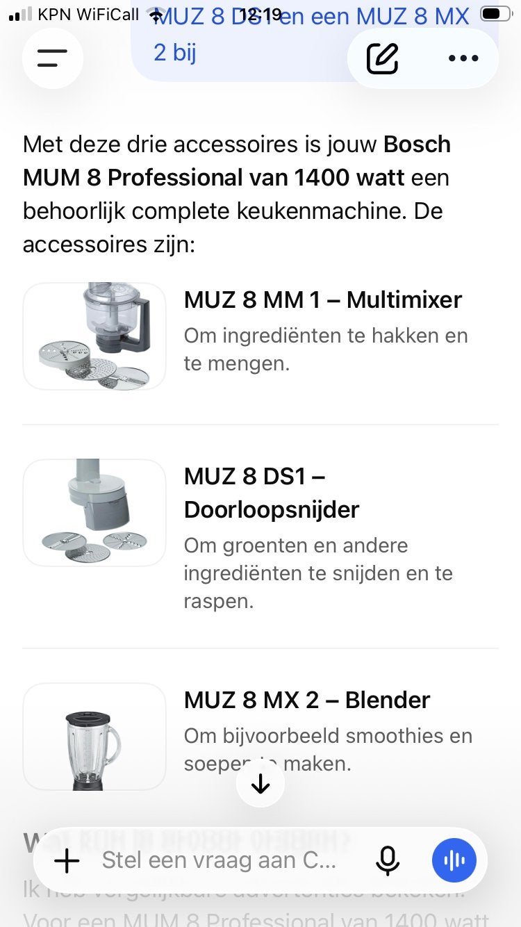 Bosch mum 8 professional 1400W, 4 liter of meer, Ophalen of Verzenden, Gebruikt, 3 snelheden of meer