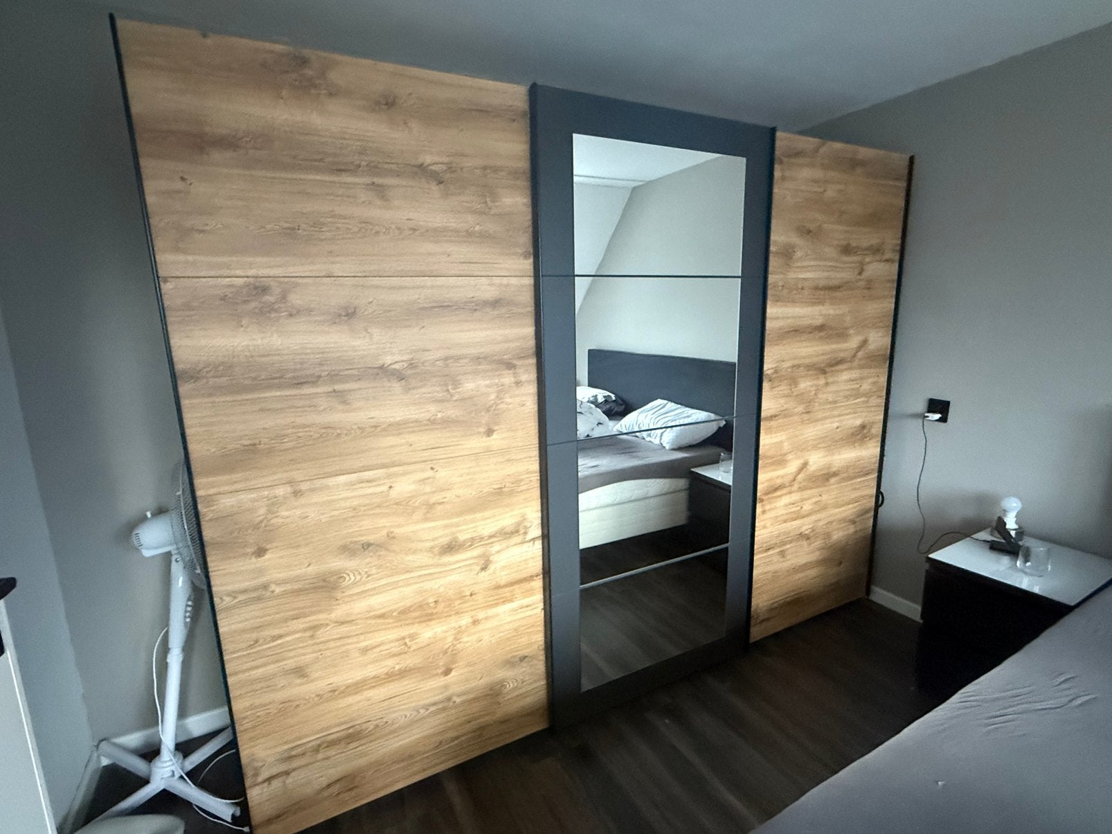Schuifdeurkast Dex XL met spiegel 210x270x65 cm, Huis en Inrichting, Ophalen of Verzenden, Zo goed als nieuw