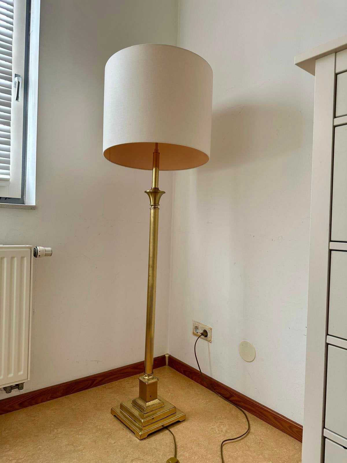 Mooie Haagsche Messing Staande Leeslamp met Voetschakelaar, Ophalen, Gebruikt, Metaal, 150 tot 200 cm