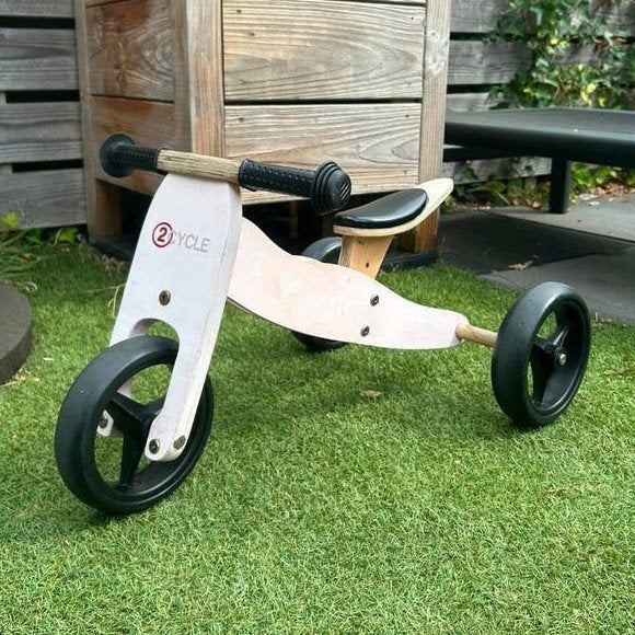 Stoere, houten loopfiets, driewieler, Ophalen, Gebruikt, 2cycle, Verstelbare zitting