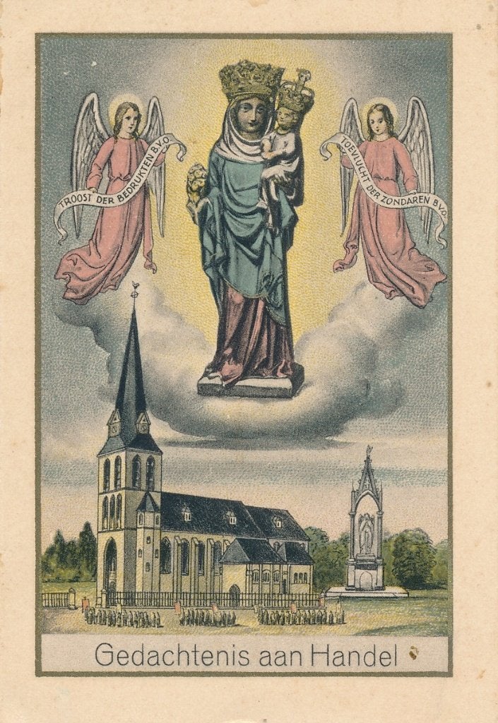Mooi oud prentje  Gedachtenis aan Handel met gebed aflaat, Ophalen of Verzenden, Zo goed als nieuw, Kaart of Prent, Christendom | Katholiek