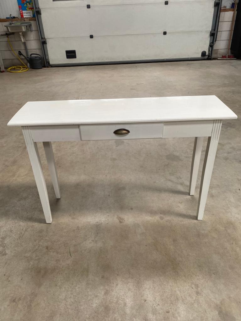 Witte side table, Ophalen, Gebruikt, 100 tot 150 cm, 25 tot 50 cm