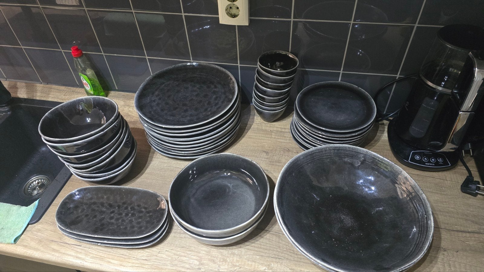 servies set - Zwart/Grijs, Ophalen, Overige stijlen