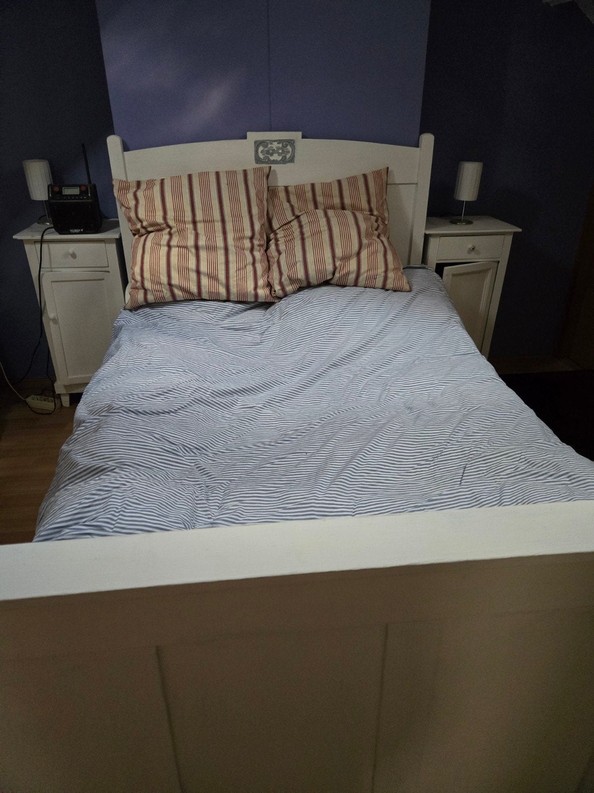 Antieke slaapkamer set met nieuw matras en topper, Ophalen of Verzenden