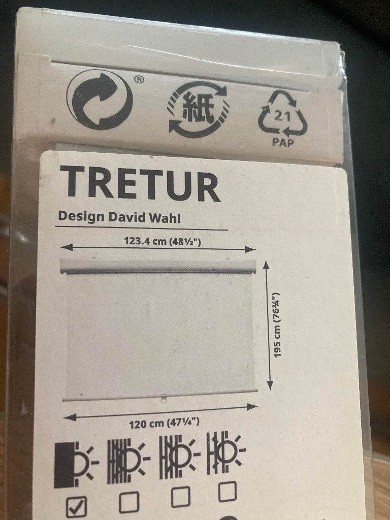 IKEA TRETUR rolgordijn - 120x195 cm en 60x195 cm, Ophalen, 120 cm, Inclusief montageonderdelen, Nieuw
