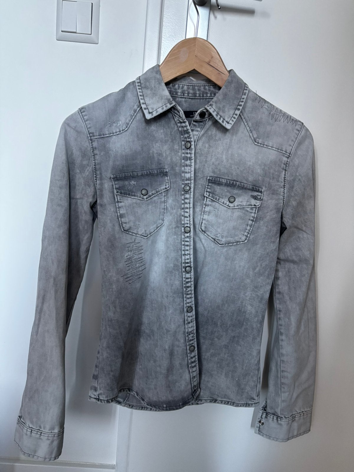 Zwart/grijze spijkerblouse, LTB, maat xs, Kleding | Dames, Ophalen, Zo goed als nieuw, Maat 34 (XS) of kleiner, Zwart