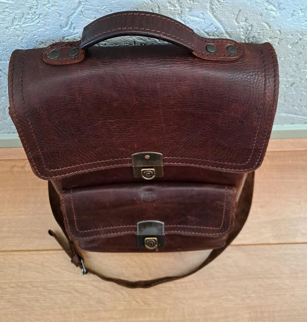 Leren tas Ruitertassen lederen schoudertas werktas boekentas, Sieraden, Tassen en Uiterlijk, Tassen | Schoudertassen, Overige merken